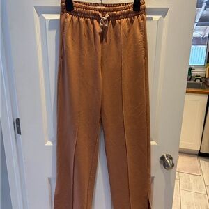 Frank and Oak Tailored track pants light brick colour